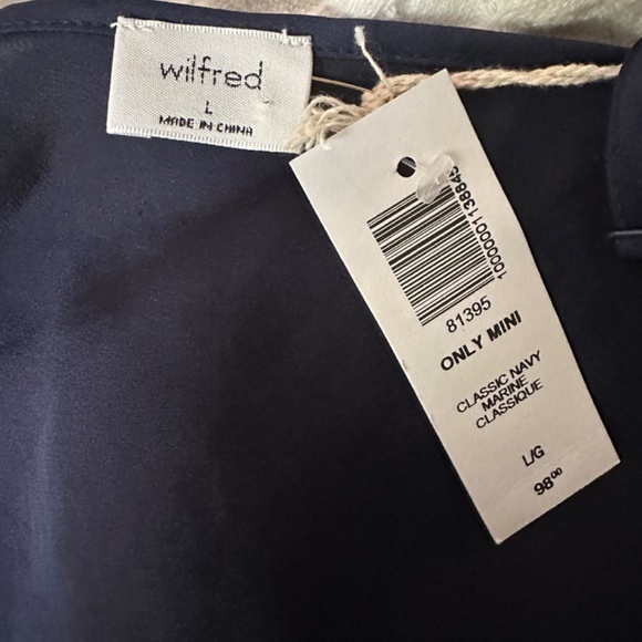 Wilfred Aritzia classic Navy Only Mini slip dress size Large new with tag - Picture 5 of 7